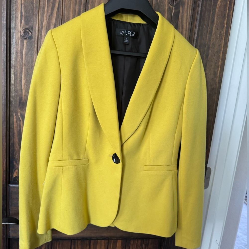 Kasper Yellow Blazer Structured Professional Style